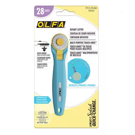 OLFA 28mm Aqua Quick Change Rotary Cutter & Bonus Touch Knife
# 1131225